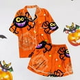 thumbnail image 5 of Ulitacool Pajamas For Womens Halloween Short Sleeve Pjs And Shorts Set Button Down Pumpkin Ghost Print Sleepwear Hallowmas Comfortable Jammies Nightwear Orange L, 5 of 6