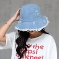 thumbnail image 2 of YooGuoGuo Ripped Frayed Brim Bucket Hats Distressed Washed Jean Fisherman Cap Packable Outdoor Travel Beach Sun Hats for Men Women, 2 of 7