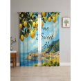 thumbnail image 4 of Sheer Curtains 63 Inches Long 2 Panels, Lemon Summer Seaside Island Rod Pocket Curtain Voile Draperies, Green Watercolor Leaves Light Filtering Window Treatment for Living Room Kitchen Bedroom, 4 of 8