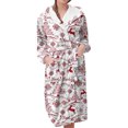 thumbnail image 1 of Women's Fleece Plush Robe Long Warm Plush Bathrobe Loungewear Jacket Printed Comfort Robe, 1 of 5