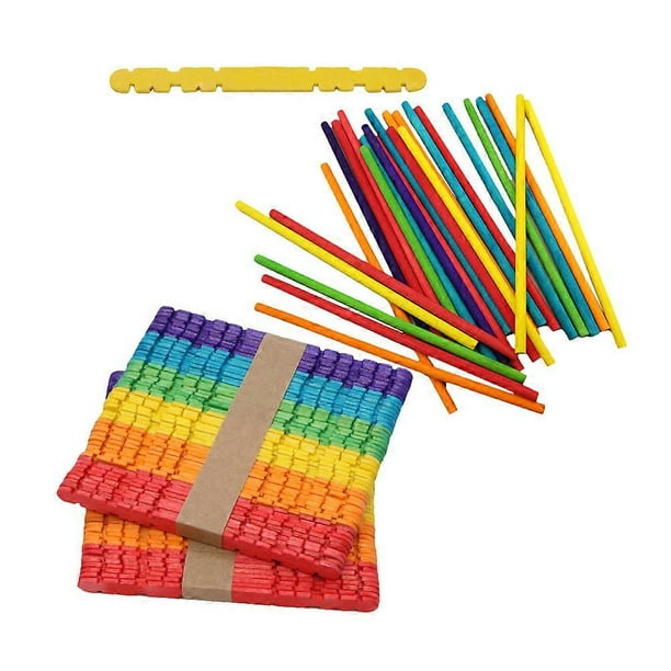 80 Pcs Assorted Color Popsicle Sticks for DIY Craft Projects Wood stir paint stick 4.33 inches