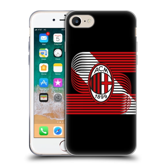 Head Case Designs Officially Licensed AC Milan Crest Patterns Diagonal Soft Gel Case Compatible With Apple iPhone 7 / 8 / iPhone SE 2020