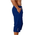 thumbnail image 4 of Eltusu Men's Workout Shorts, Below the knee Drawstring Zipper Pockets Elastic Waist Hiking Shorts Blue Size L, 4 of 7