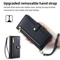 thumbnail image 6 of SaniMore for Google Pixel 6 Pro Case, with Kickstand [Shoulder & Wrist Strap] Flip Zipper Wallet Cash & Card Slots PU Leather TPU Interior Full Body Protection for Google Pixel 6 Pro, Black, 6 of 8