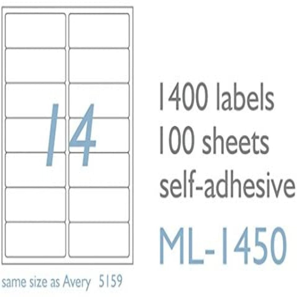 MACO Laser/Ink Jet White Address Labels, 1-1/2 x 4 Inches, 14 ...