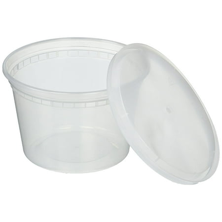 16 Ounce Plastic Lid Deli Food Storage Containers with Lids, 16 Ounce (96 16-oz Containers with 96 Lids/Covers) ()