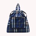 thumbnail image 5 of Mochila de viaje de nailon plegable con cordón para baloncesto y yoga para mujer (cuadros azules), 5 of 5