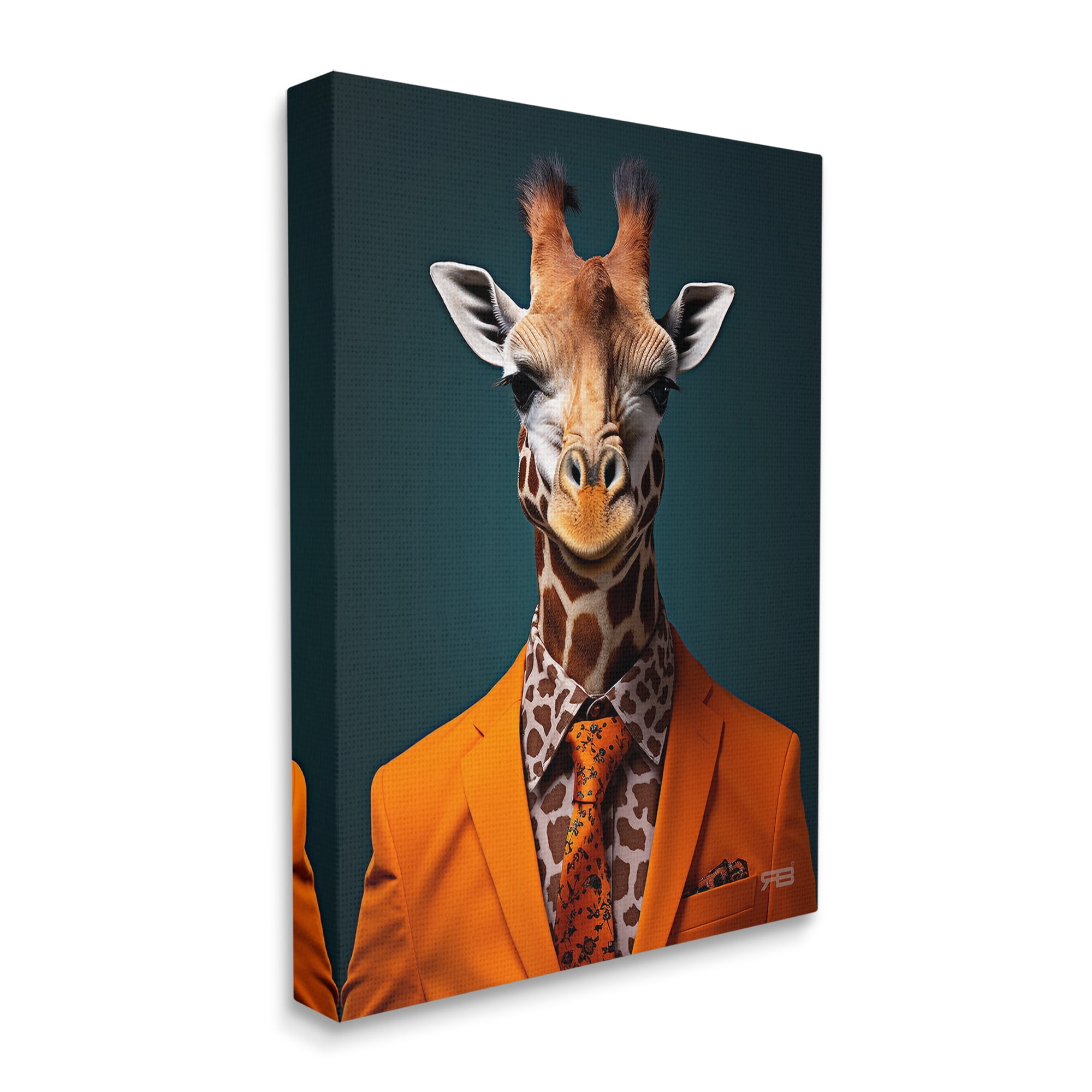 Stupell Industries Giraffe in Formal Suit Animals & Insects Painting Gallery Wrapped Canvas Art Print Wall Art, 16 x 20