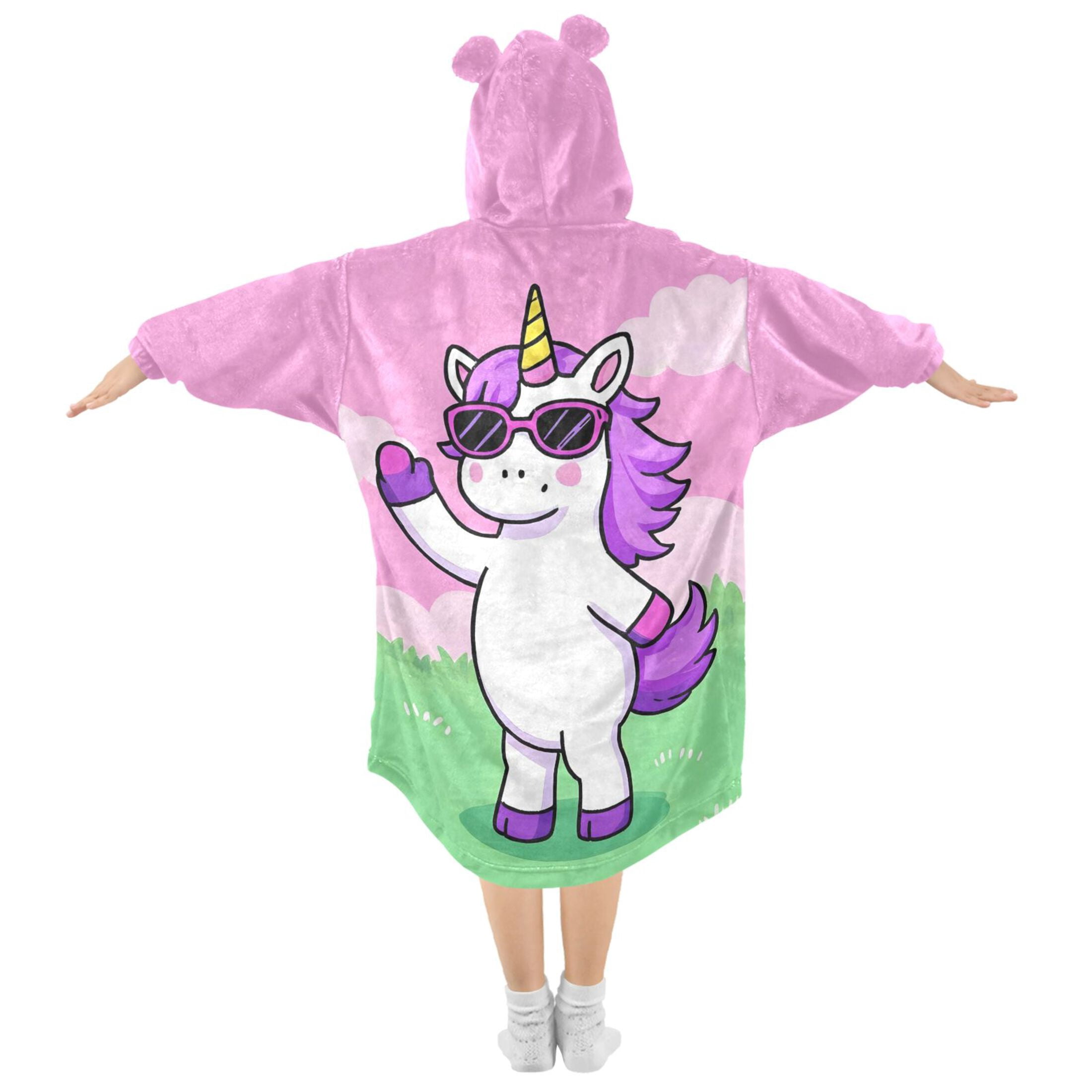 joogoo Wearable Blanket Hoodie Unicorn-u3 for Flannel Sherpa Pocket 3-14 YR S