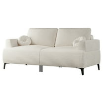 82 Inch White Corduroy Sectional Sofa Couch, Modern Modular Oversized Upholstered Recliner Sleeper with Comfy Pillows and Deep Seat for Living Room Bedroom Apartment Office