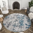 thumbnail image 6 of Bliss Rugs Modern Contemporary Abstract Round Rug for Living Room, Dining Room | Blue, 7'10''Round, 6 of 7