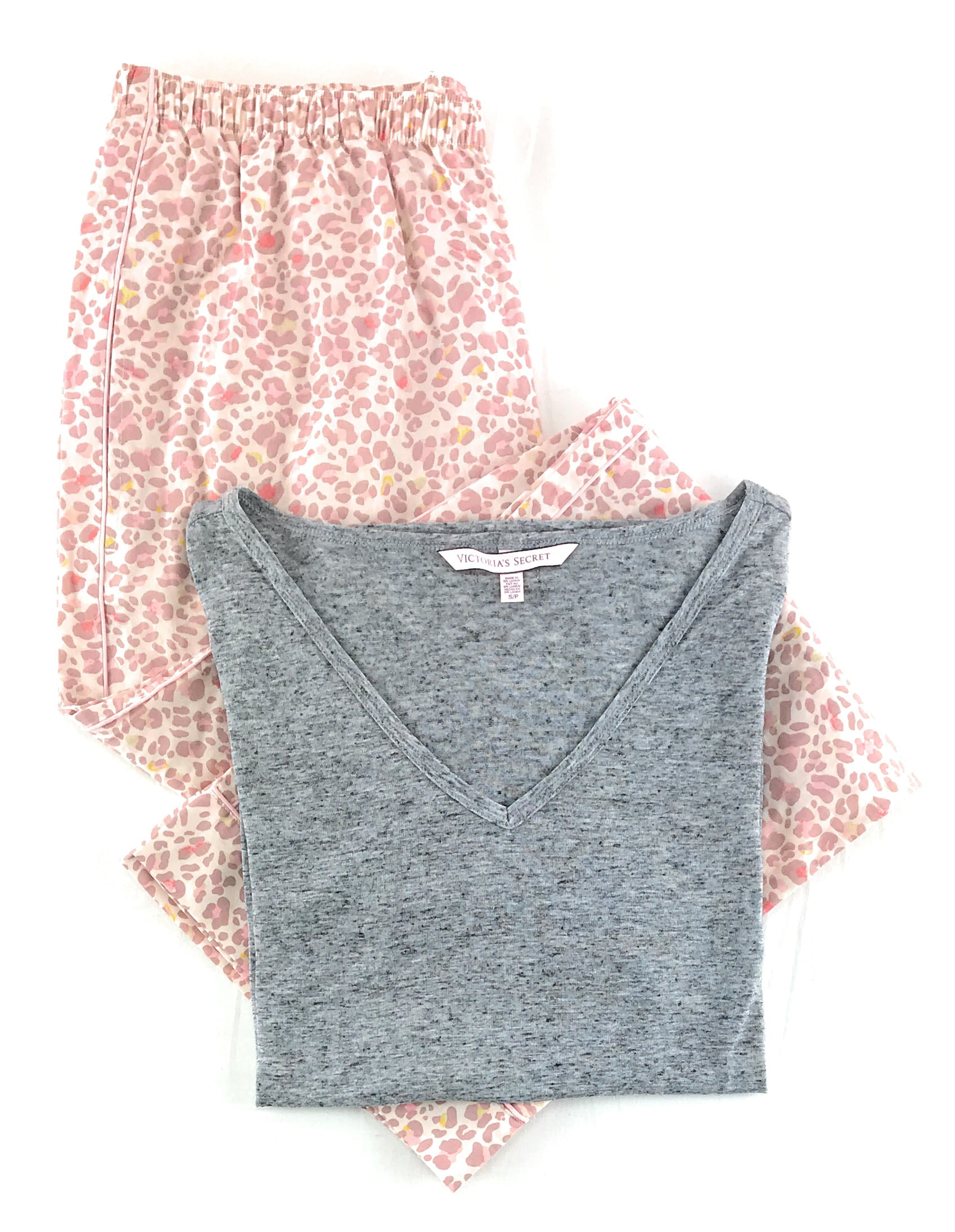 Victoria's Secret Pajama Set Mayfair Cotton Pants and Short Sleeve Tee 