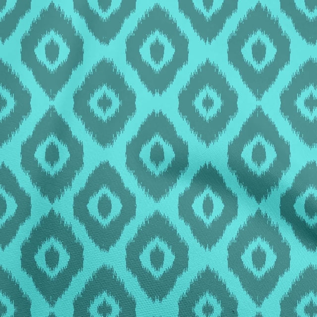 oneOone Velvet Turquoise Blue Fabric Asian Ikat Sewing Craft Projects Fabric Prints By Yard 58 Inch Wide