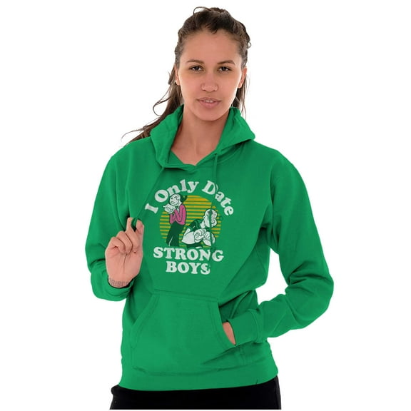 I Only Date Strong Boys Olive Oyl Hoodie Sweatshirt Women Brisco Brands S