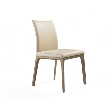 Set of 2 Taupe Faux Leather Dining Chairs