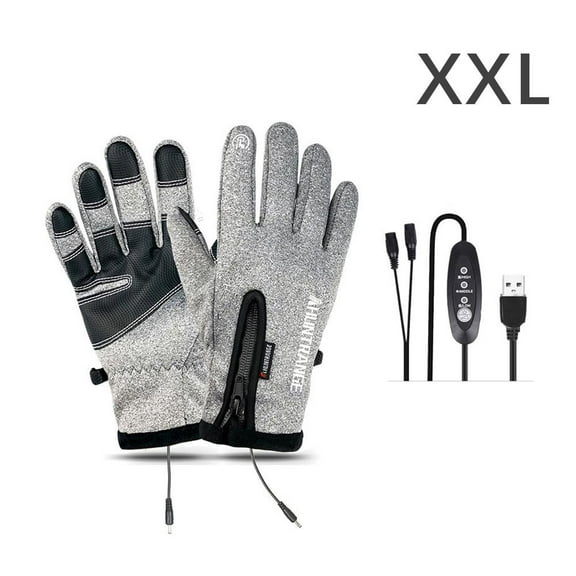 USB Electric Heated Gloves, Winter Outdoor Sports Skiing Warm Gloves, Anti-Slip, TouchScreen（Battery not included）
