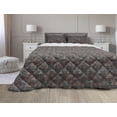 thumbnail image 1 of Ethnic Comforter & Sham Bedding Set, Illustration of Triangles Along Grunge Polka Dots Spots Retro Classic, 3 pcs Duvet Set Microfiber Filling Quilt, 5 Sizes, Blue Grey and Dried Rose, by Ambesonne, 1 of 4