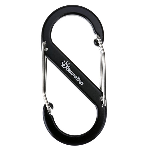 Aleación de aluminio en forma de S hebilla de escalada EDC equipo de supervivencia al aire libre (negro)