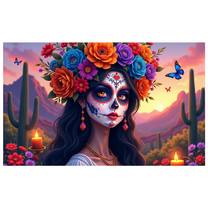 Floral Design Day of the Dead Colorful Skull Festive Decoration for Celebration Cultural Event Traditional Ceremony