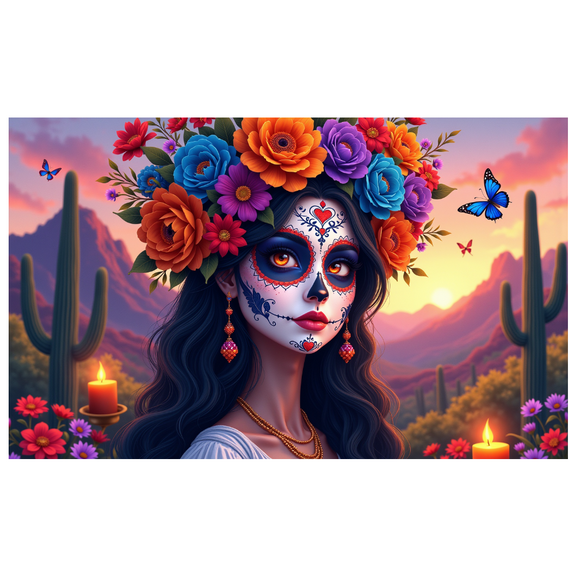 Floral Design Day of the Dead Colorful Skull Festive Decoration for Celebration Cultural Event Traditional Ceremony