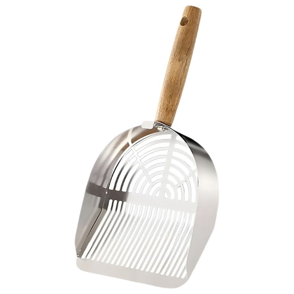 Barhoo Stainless Steel Cat Litter Scoop with Long Handle for Easy Litter Box Cleaning, Durable Pet Waste Scooper with Sifting Design and Ergonomic Grip 1 Stainless Steel Cat Litter Scoop