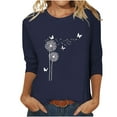 thumbnail image 2 of DPTALR T-shirt Imprimé pour Femmes Blouse à Manches 3/4 Col Rond Hauts Décontractés, 2 of 3