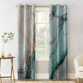 thumbnail image 2 of Hokiten Blue Teal Marble Blackout Curtains | Light Blocking Print Window Curtains, Modern Ink Painting Abstract Thermal Insulated Window Drapes for Living Room Kitchen Cafe (2 Panels, 104"W x 96"L), 2 of 7