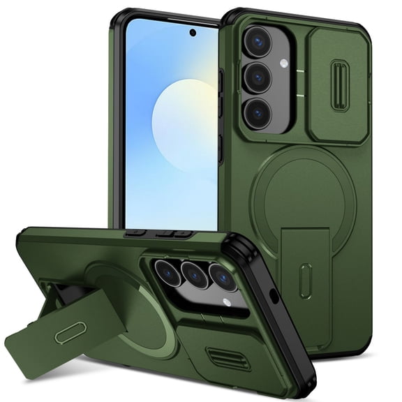 SELOZKE Compatible with Samsung Galaxy S25 FE 5G Green Phone Holder, Magnetic Protective Phone Case