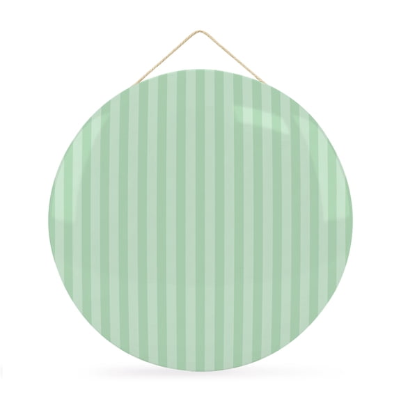 Welcome Sign for Front Door, Green Stripes Round Metal Wall Art Wreaths, Modern Vertical Lines Geometric Minimalist Outdoor Indoor Wall Hanging Sign for Porch Decor Housewarming Gifts 11.8 Inch