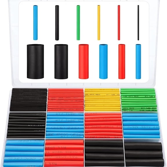 560PCS Heat Shrink Tubing,Eventronic Electrical Wire Cable Wrap Assortment Electric Insulation Heat Shrink Tube Kit with Box(5 colors/12 Sizes),Black,Red,Blue,Yellow,Green