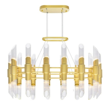 CWI Lighting Croissant 28 Light Contemporary Metal Chandelier in Satin Gold