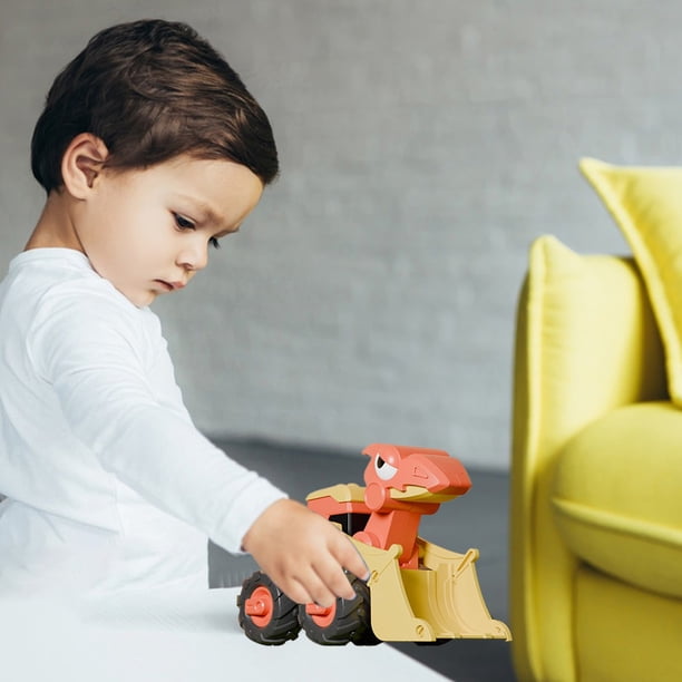 Excavadora de dinosaurios de juguete | Vehículo educativo de ingeniería para niños | Diseño de ruedas realista | Verde, morado, rojo y azul