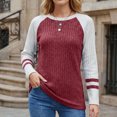 thumbnail image 2 of hotojiny Long Sleeve Shirts for Women Lightweight Sweaters Fall Outfits Color Block Winter Clothing Dressy Casual Pullover(Wine,X-Large), 2 of 7