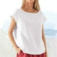 thumbnail image 3 of Mittory Womens Cap Sleeve Tops Boat Neck T-Shirts Summer Casual Loose Fit Basic Tees, 3 of 5