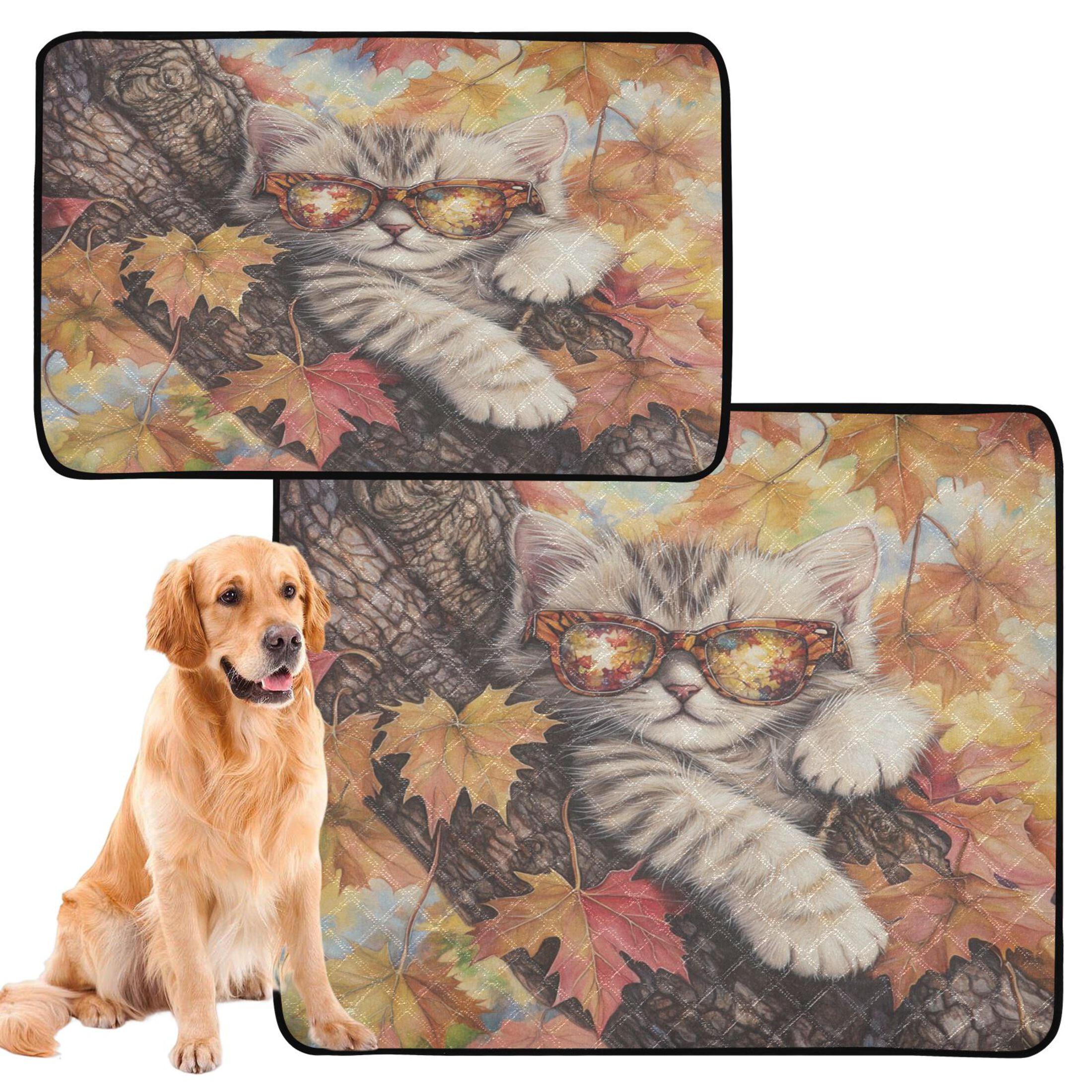 Qxltty Maple Leaf Cat Cat litter Pads Pet Set of 3 Diaper Mats Center Anti-leakage Layer Absorbent Soft and Comfortable