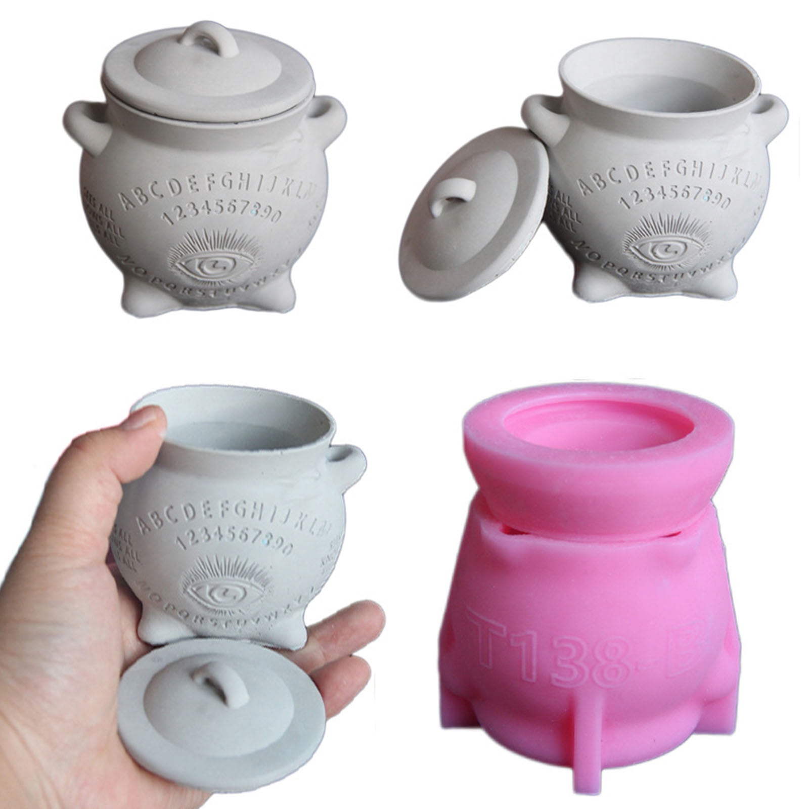 Witch Themed Resin Jar Molds Cup Silicone Mould with Lid for Making Container Chocolate Holiday Decoration