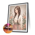 thumbnail image 2 of Cuadros Decorativos 5D DIY Diamante Pintura Full Round Drill Girl con flores de diamantes de imitación Likrtyny embutido en tela, 2 of 9