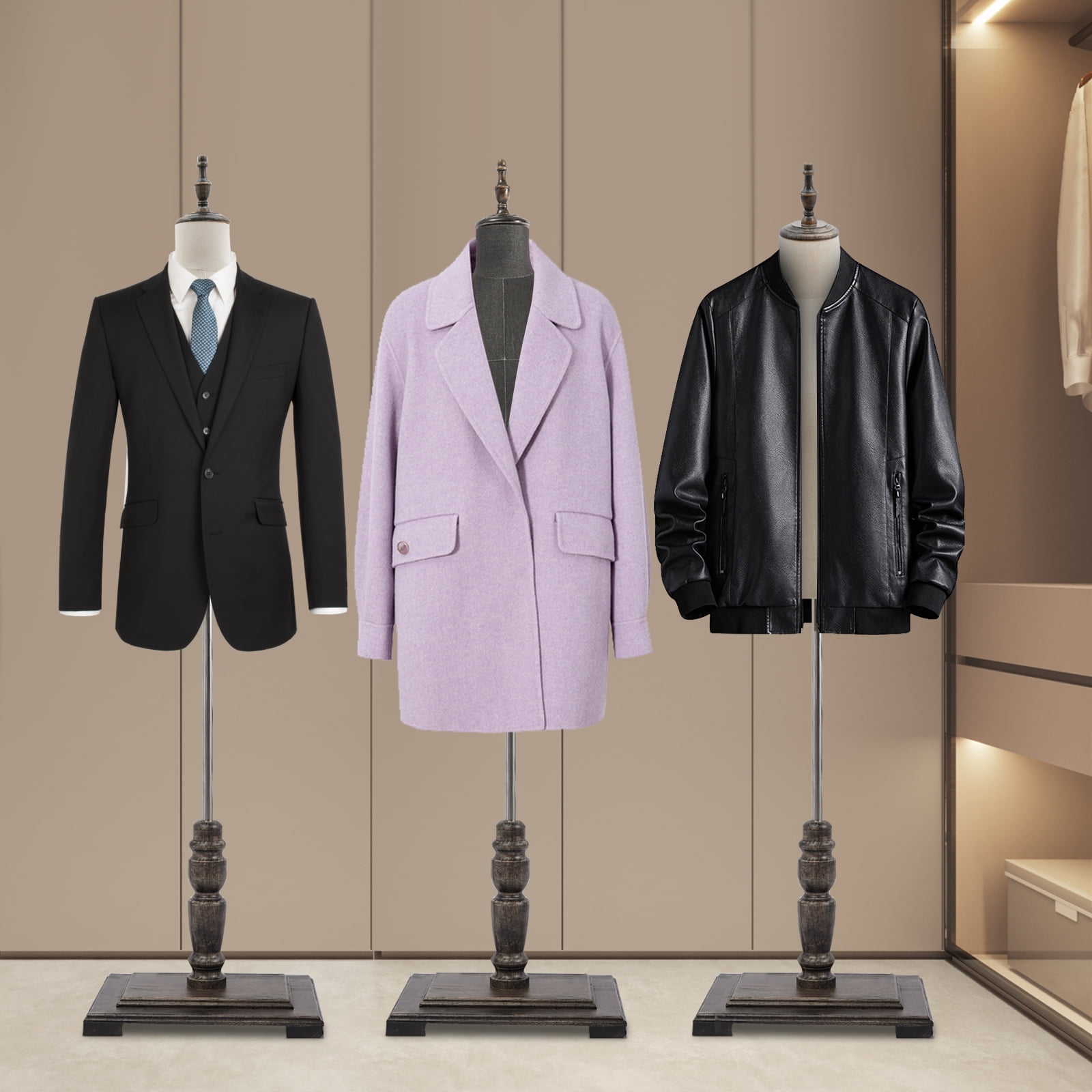 Wildnix Male Mannequin Dress Form, Black PE Material, 150-180cm Height, Sturdy Base, for Displaying Clothes in Stores or Homes