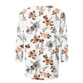 thumbnail image 5 of JINMGG Fall Tops for Women Women's Fashion Printed Loose T-Shirt 3/4 Sleeves Blouse Round Neck Casual Tops White M, 5 of 5
