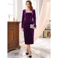 thumbnail image 3 of DARING DIVA Women's Formal Ruched Sequin Neck Cocktail Velvet Dress XL Purple, 3 of 6