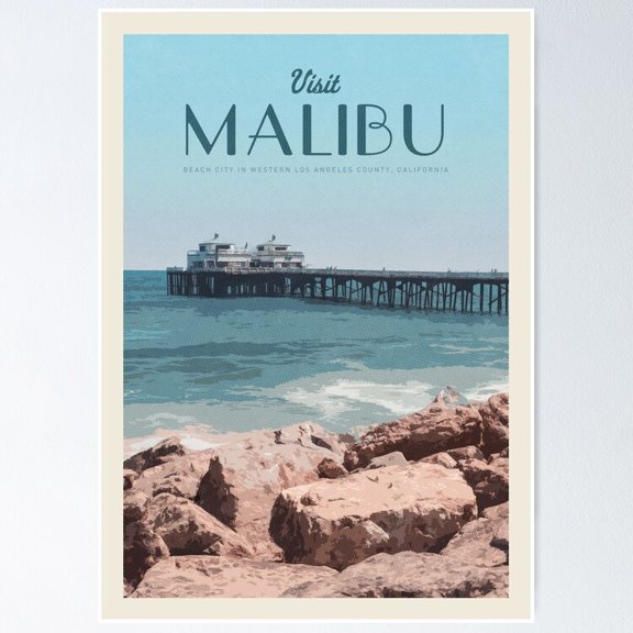 Poster Visit Malibu Wall Artunframed Prints For Home Or Office Perfect Gift For Everyone , Poster Print Only