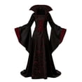 thumbnail image 2 of BRGZLK Girls Vampire Costume Halloween Vintage Gothic Choker Necklace Bell Sleeve Dresses Renaissance Medieval Maxi Dress Wine 12-13 Years, 2 of 8