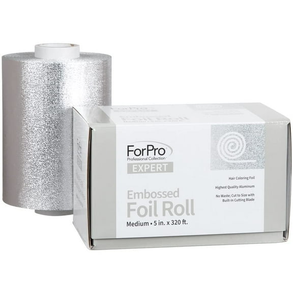 ForPro Expert Embossed Aluminum Foil Roll, 320 Ft Hair Foils for Color Application and Highlighting Services, Silver, Medium, 5" W