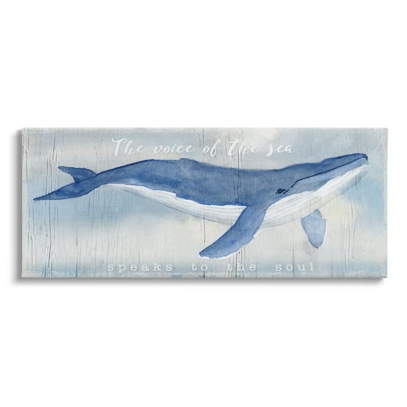 Stupell Industries Voice Of The Sea Inspirational Ocean Lover Whale Quote Graphic Art Gallery Wrapped Canvas Print Wall Art, Design by Katie Swatland