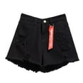 thumbnail image 1 of Durtebeua Summer Frayed Denim Shorts Frayed Raw Hem Ripped Denim Jean Shorts With Pockets Black S, 1 of 4