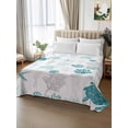 thumbnail image 2 of Turquoise Coastal Flat Sheets Only Full Size, Soft Breathable Bed Top Sheets for Mattress, Nautical Summer Beach Coral Sea Turtle Luxury Bedding Flat Sheets for Home Hotel Bedroom Bed Protection, 2 of 9