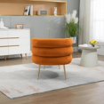 thumbnail image 4 of DEALTOPS Velvet Accent Chair Modern Upholstered Armchair Tufted Chair with Metal Frame, Single Leisure Chairs for Living Room Bedroom-Orange, 4 of 10
