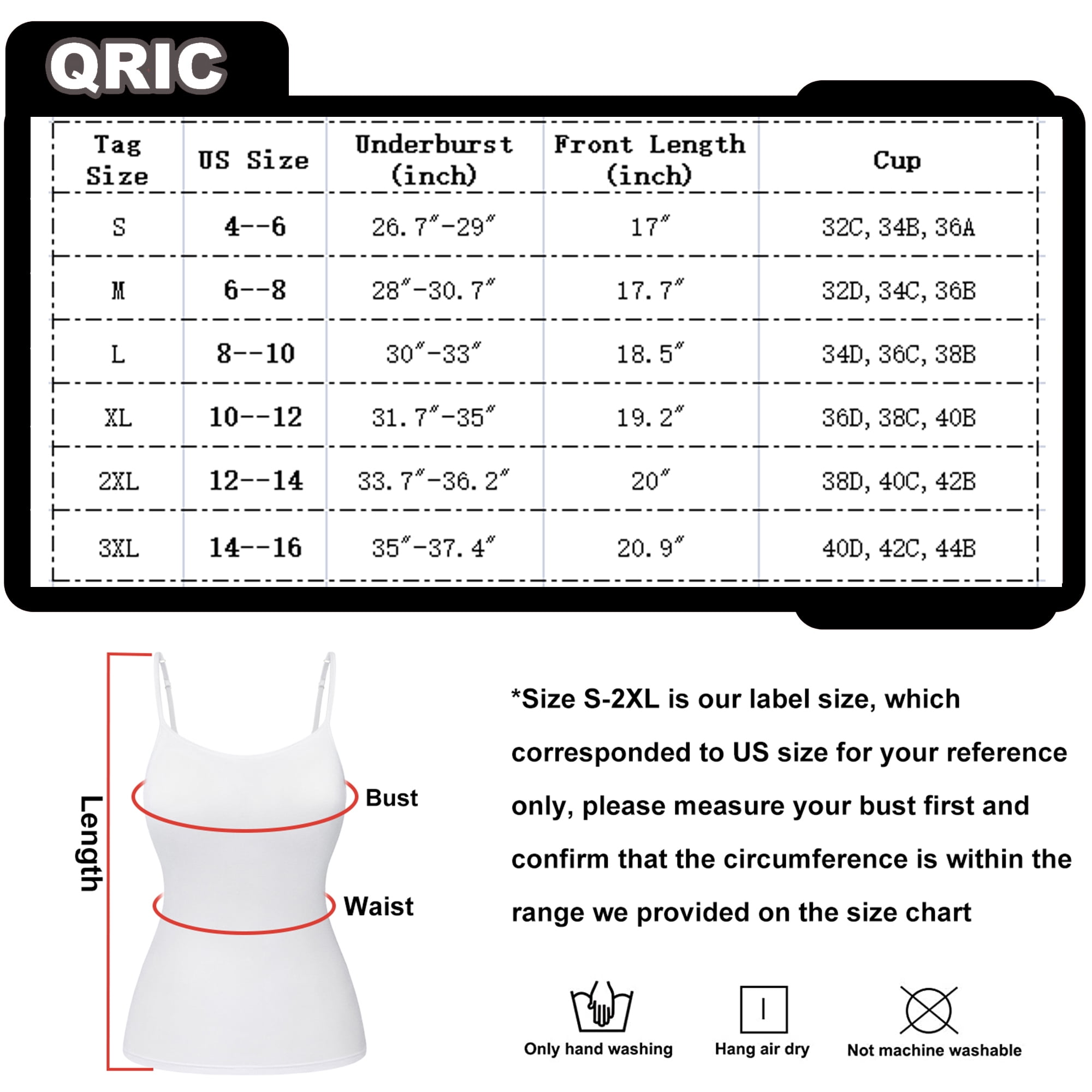 QRIC 2 Pack Women Padded Built-in Shelf Bra Camisole Summer Tank Top for Women Adjustable Straps (S-3XL)