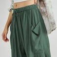 thumbnail image 5 of SOMER Womens Wid e Leg Pants Flowy Casual Drawstring Waist Wide Leg Loose Linen Palazzo Harem Pants with Pocket 2026 Green, 5 of 7