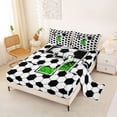 thumbnail image 2 of Erosebridal Personalized Initial T Soccer Print Queen Sheet Sets 4 Pieces for Boys Girls,Teens Green Glitter Print Bed Set,Ultra Soft Home Decor, 2 of 5